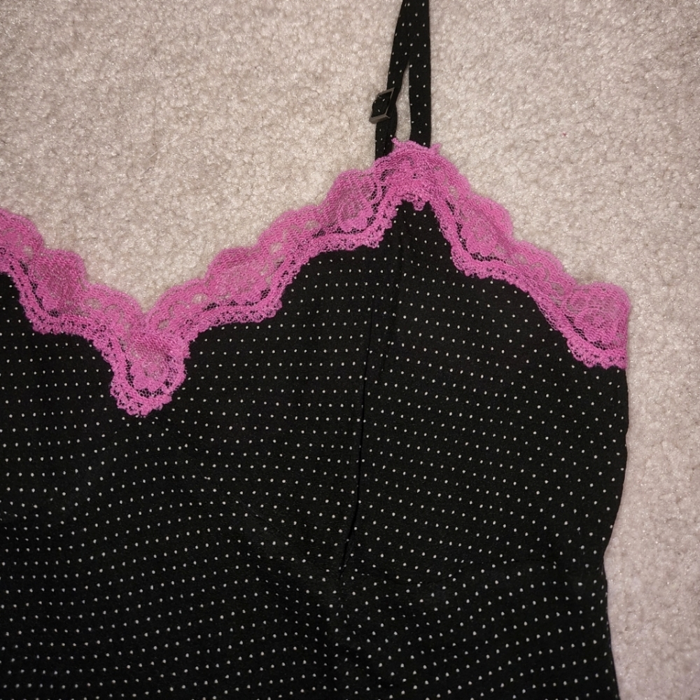 Express Design Studio Silk Polka Dot Lace Top